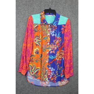 Soft Surroundings Hermosa Floral Embroidered Tunic Top Blouse Long Sleeve M
